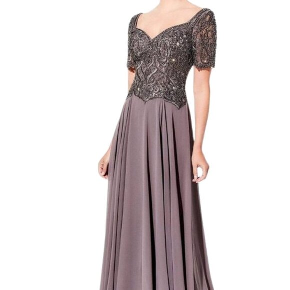 NWT Mon Cheri 120D04 Chiffon Mother of the Bride Dress Brown Size 8 - Picture 1 of 9